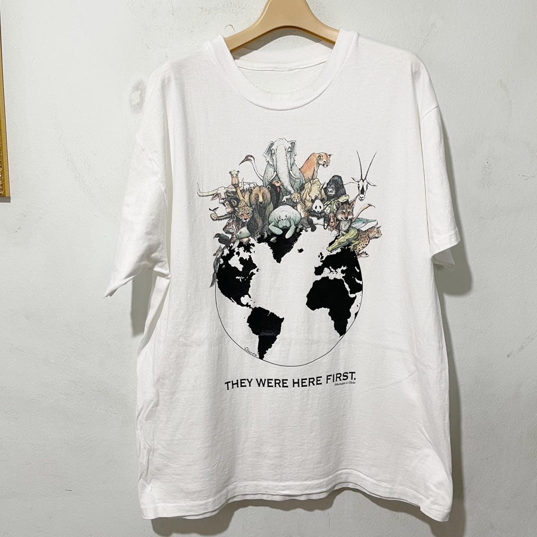 Vintage 90s They Were Here First Earth Hunan I Tees T-shirt Size L