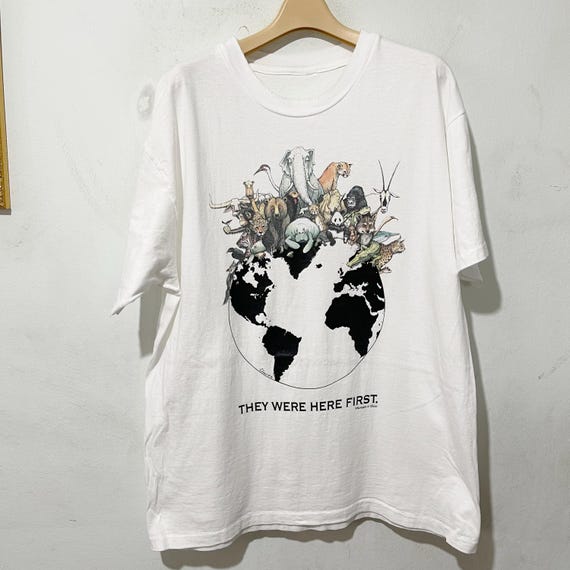 Vintage 90s They Were Here First Earth Hunan I Tees T-shirt Size L