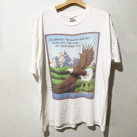 Vintage 90s Human I Tees Celebrate Earth and Sky Eagle T-shirt