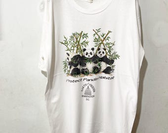 Vintage 90s Panda Rainforest T-Shirt Size XL