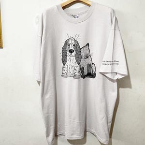 Camiseta vintage de gato e cachorro dos anos 90, tamanho XXG, camiseta vintage para animais de estimação, camiseta vintage para gatinhos, camiseta para amantes de cães, camiseta vintage para animais