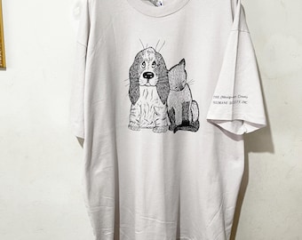 Vintage 90s Cat and Dog T-Shirt Size XXL