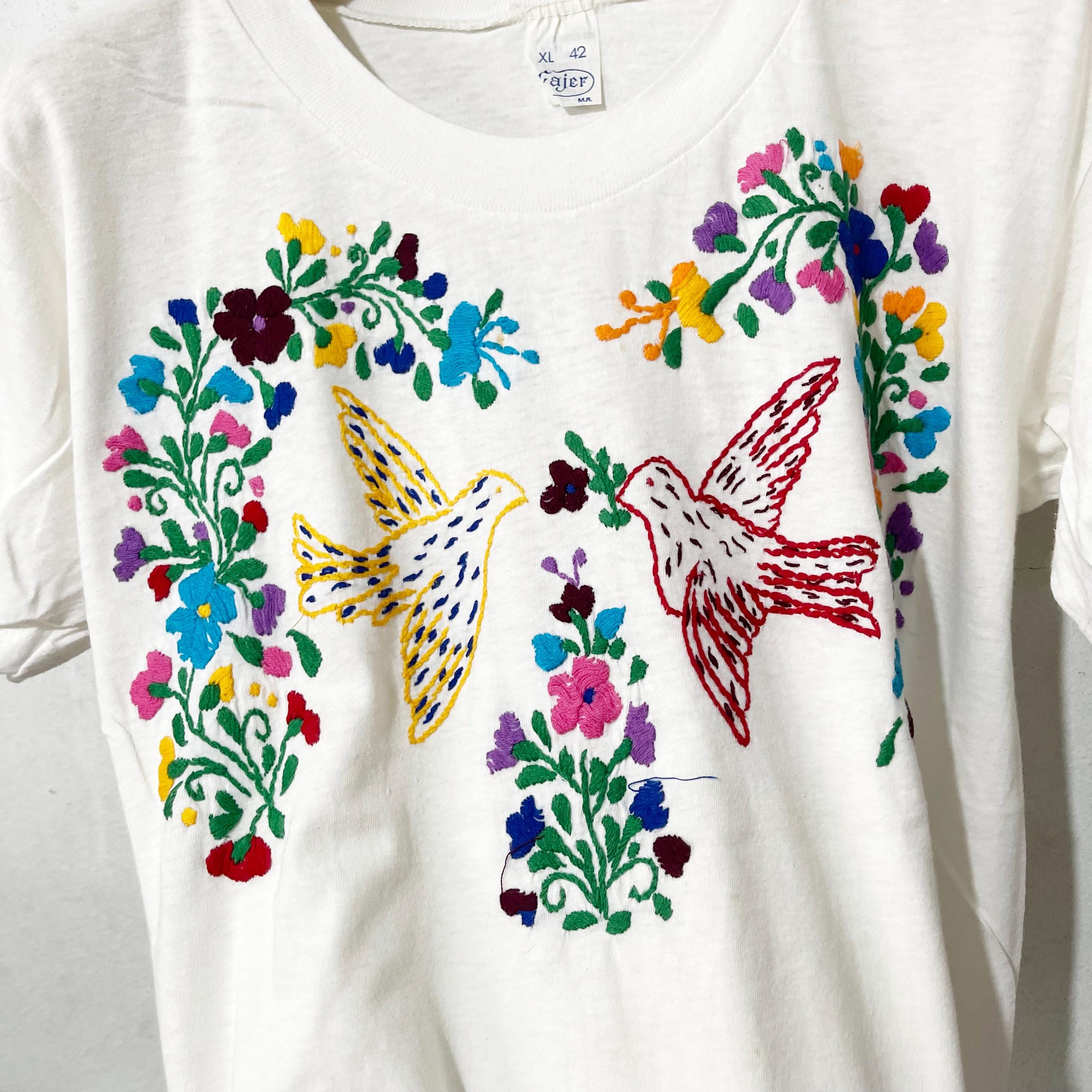 90年代ヴィンテージフラワーバード刺繍Tシャツ サイズXXS - Etsy 日本