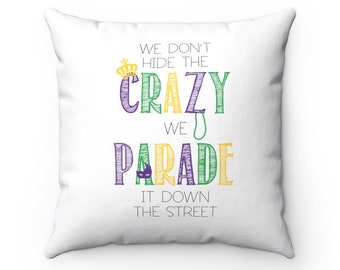 BootsTees Mardi Gras Helvetica NOLA Throw Pillow 16x16 Multicolor BootsTees Mardi Gras Helvetica NOLA Throw Pillow 16x16 Multicolor