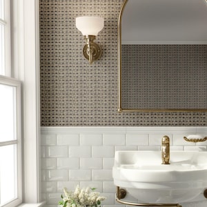 Bathroom Wallpaper Geometric Abstract Pattern Neutral Wall Art for Accent Wall