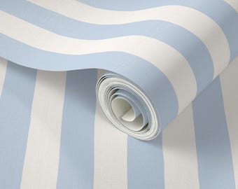 Ocean Mist Striped Wallpaper – Light Blue Peel and Stick Wall Décor for Coastal, Beachy, or Baby Boy Nursery Spaces