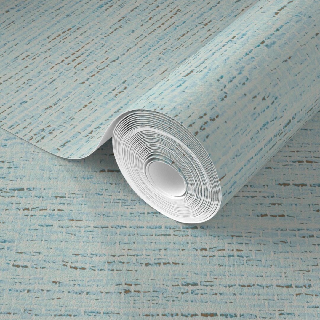 Coastal Wallpaper Faux Grasscloth Textured Look Calming Blue Green ...