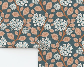 Boho Floral Wallpaper: Teal, Rust, Botanical, Peel and Stick