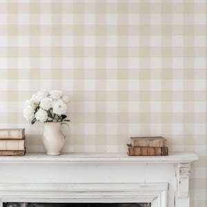 neutral wallpaper | farmhouse wallpaper | renter friendly diy | cottage wallpaper | prepasted wallpaper peel and stick modern wall covering