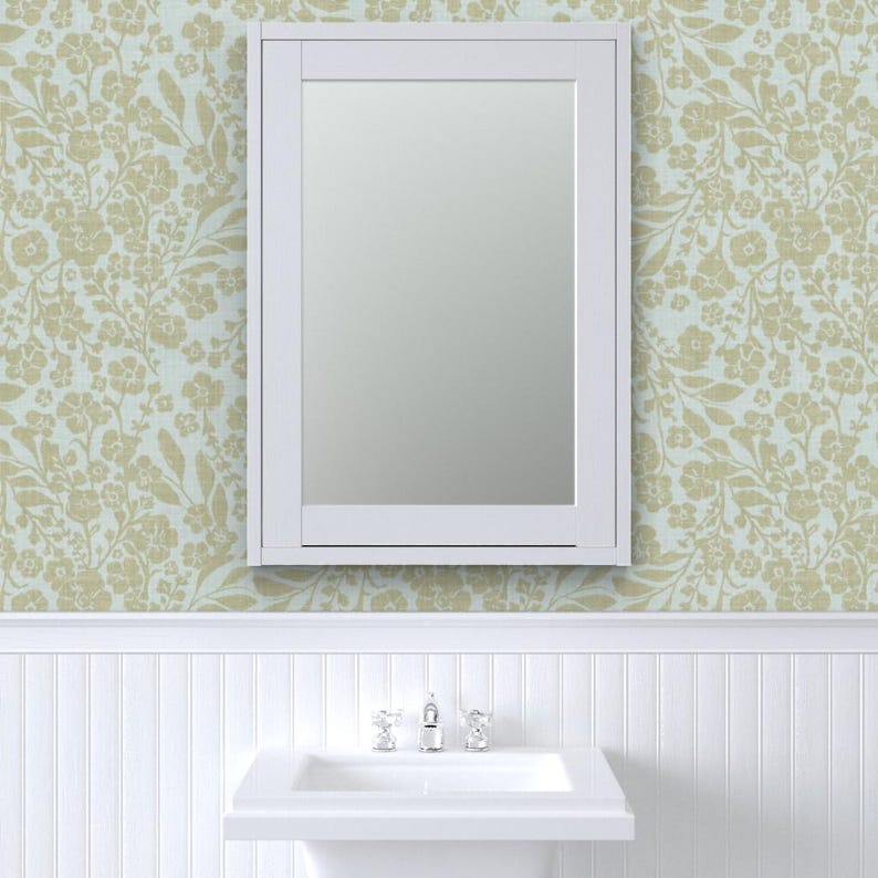 cottage wallpaper peel and stick | flowered wallpaper | floral cottage wallpaper | accent wall paper | botanical wallpaper | renter friendly Bild 13