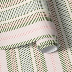 Pink and Green Striped Plaid Removable Wallpaper Peel and Stick or Pre pasted for Playroom Walls, Girls Room, Cottagecore Decor Test Swatch