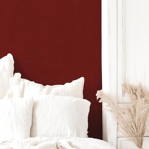 Deep Red Linen Look Wallpaper Peel and Stick Woven Look Moody Burgundy Wall Covering Victorian, Dark Academia, Dramatic Bedroom