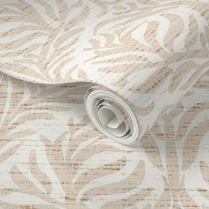 Boho Tropical Leaf Wallpaper, Peel and Stick or Prepasted Beige Botanical Wall Art for Bedroom, Nursery, Kitchen or Entryway, Test Swatch