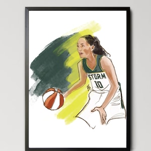 Retrato de Sue Bird / Impresión de caricatura / Impresión de pared personalizada / Recuerdos deportivos