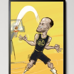 Stephen Curry Portrait Wall Art/ Caricature Print/ Sports Memorabilia