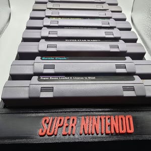Vintage SNES Cartridge Organizer | Retro Super Nintendo Game Storage | Gamer Room Display
