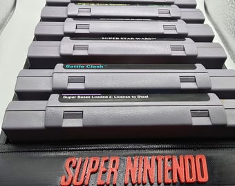 Vintage Super Nintendo Cartridge Organizer | Retro SNES Game Storage | Gamer Room Display
