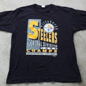 Vintage 1992 Pittsburgh Steelers AFC Central Division Champs / Champions T Shirt / Tee (XL) Made in usa / NFL / Starter / Team Nfl