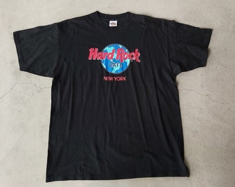 Vintage 1990's Hard Rock Cafe New York Graphic T Shirt / Tee / (Size XL) Made in USA / Black