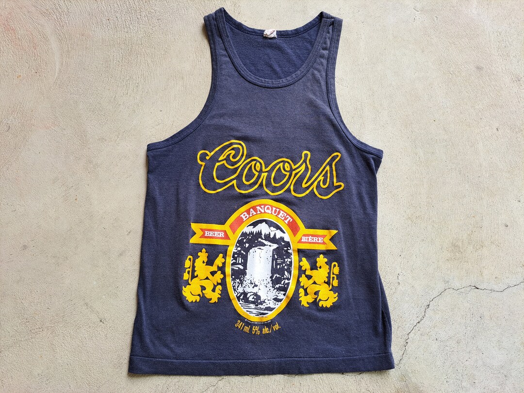 Vintage 1986 Coors Banquet Beer Graphic Tank Top size M Faded and Soft