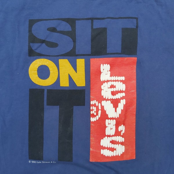 Jahrgang 1990 Levi Jeans Grafik T Shirt / T-Shirt / blau / single genäht / keine Tag
