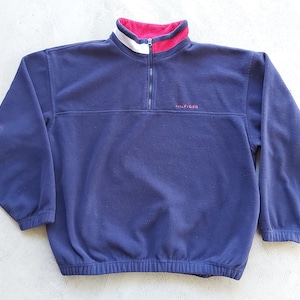Vintage 1990&#39;s Tommy Hilfiger Fleece Zip-up Pull Over Sweater (Size XL)