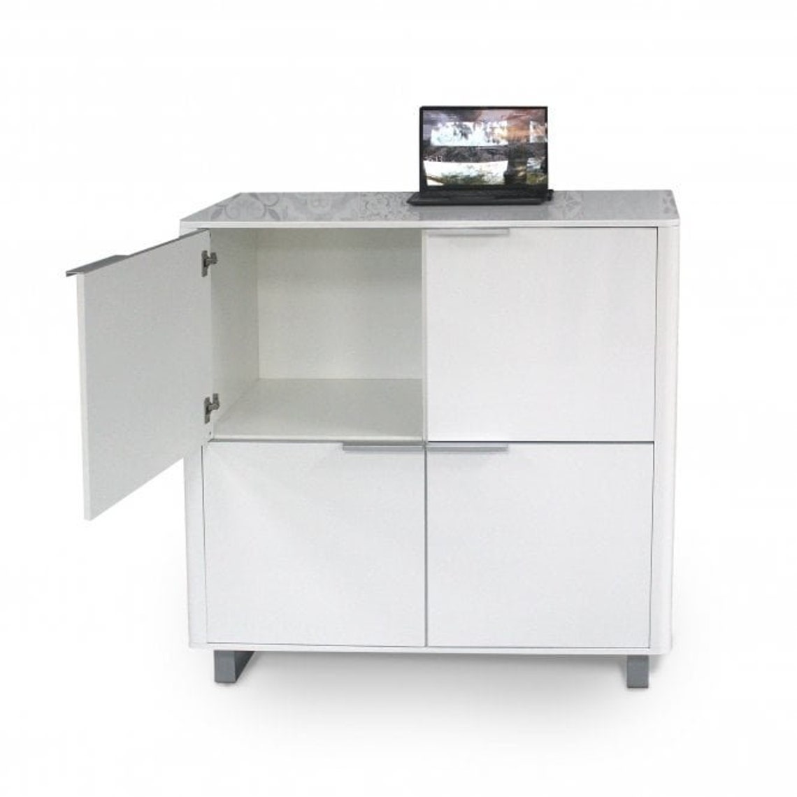 Moderno gabinete de almacenamiento de 4 puertas en blanco o | Etsy