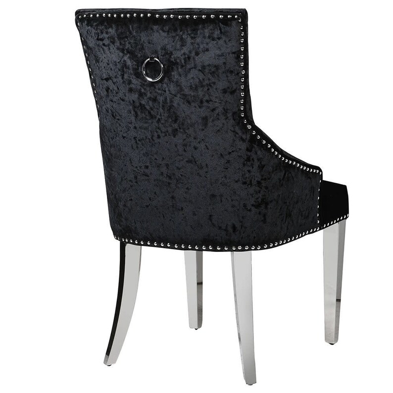 Black Velvet Dining Chair With Chrome Leg With knocker Etsy