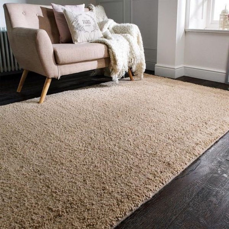 Large Plain Wool Rug Natural Colour 230 X 160 Cm Etsy UK