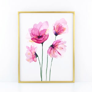 Pink Poppies Painting - fuchsia minimalist flower wall art home decor