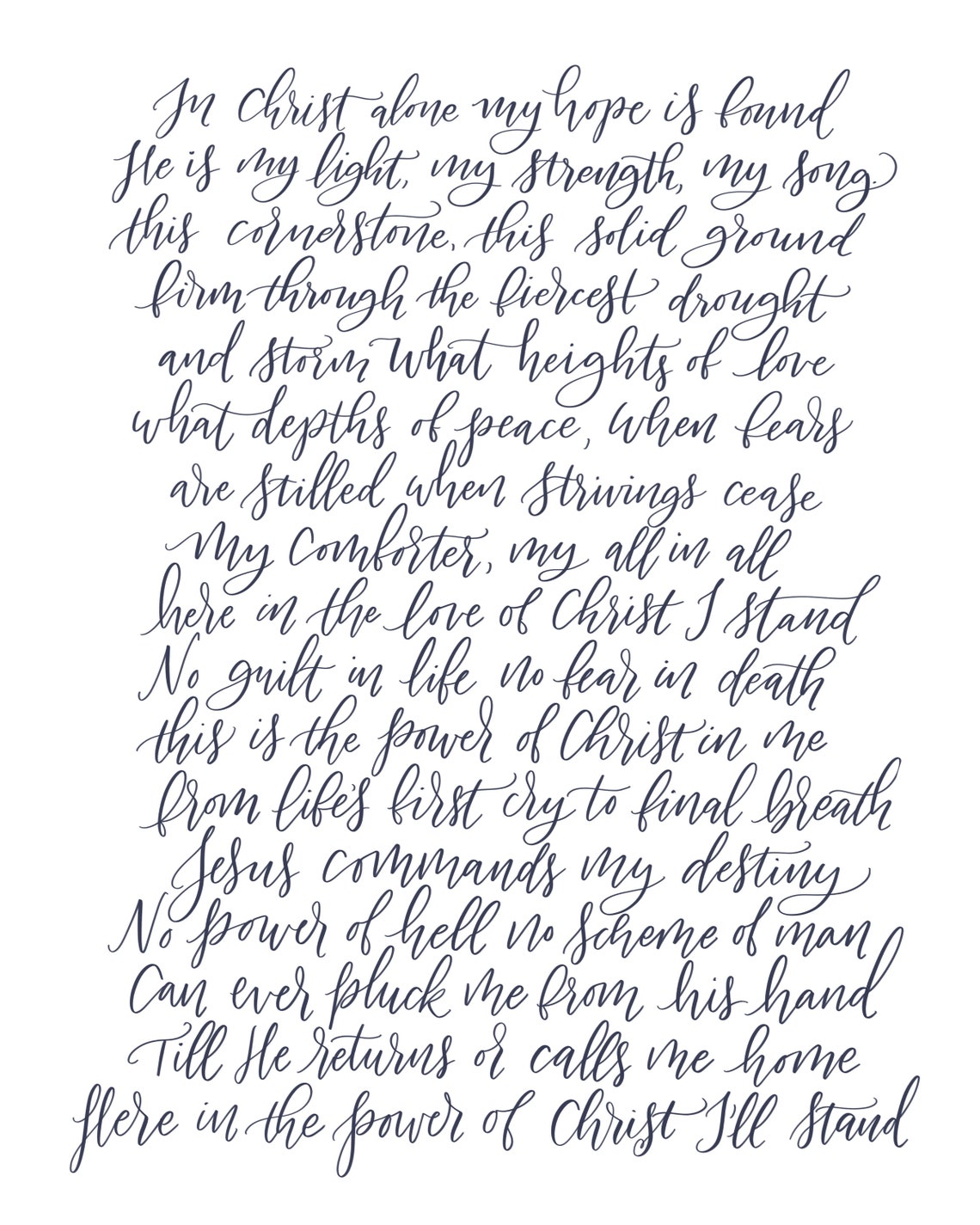 In Christ Alone - Hymn Lyrics Hand-lettered - Etsy
