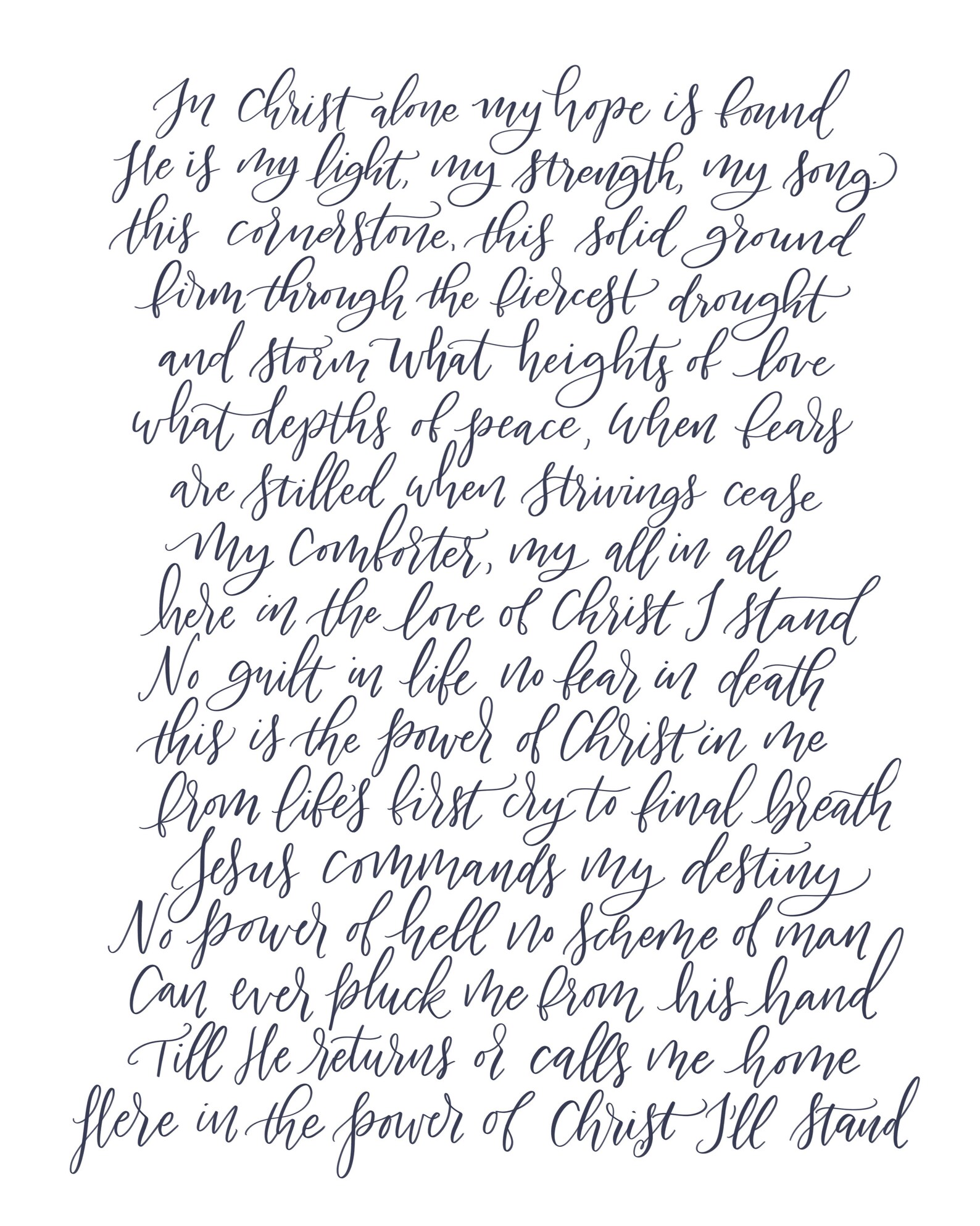In Christ Alone - Hymn Lyrics Hand-lettered - Etsy