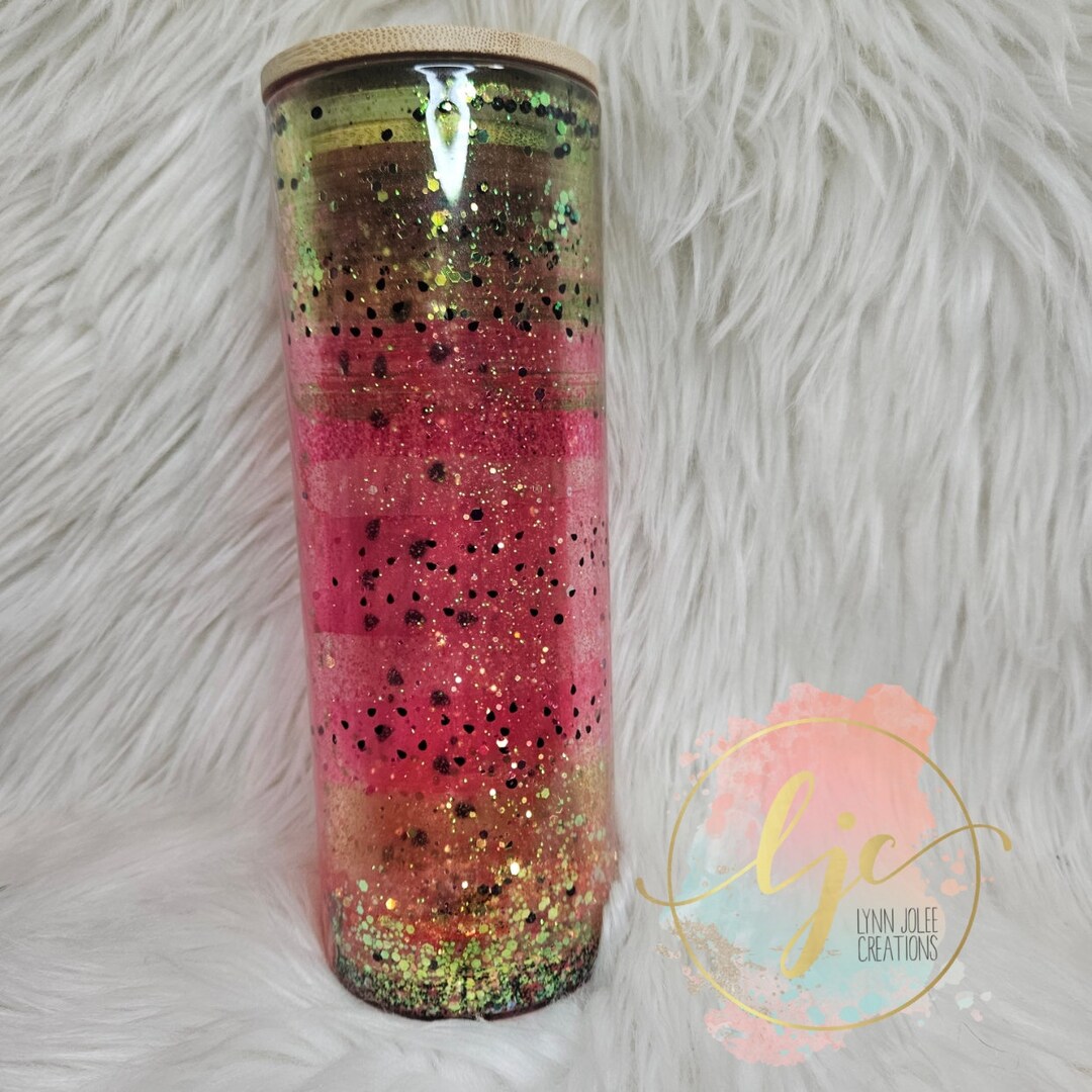 Watermelon Tumblerglass Snow Globe Tumbler Floating Glitter Tumbler20