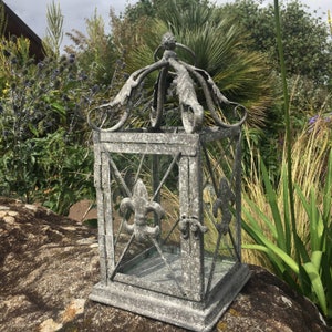 French Style Metal and Clear Glass Square Lantern