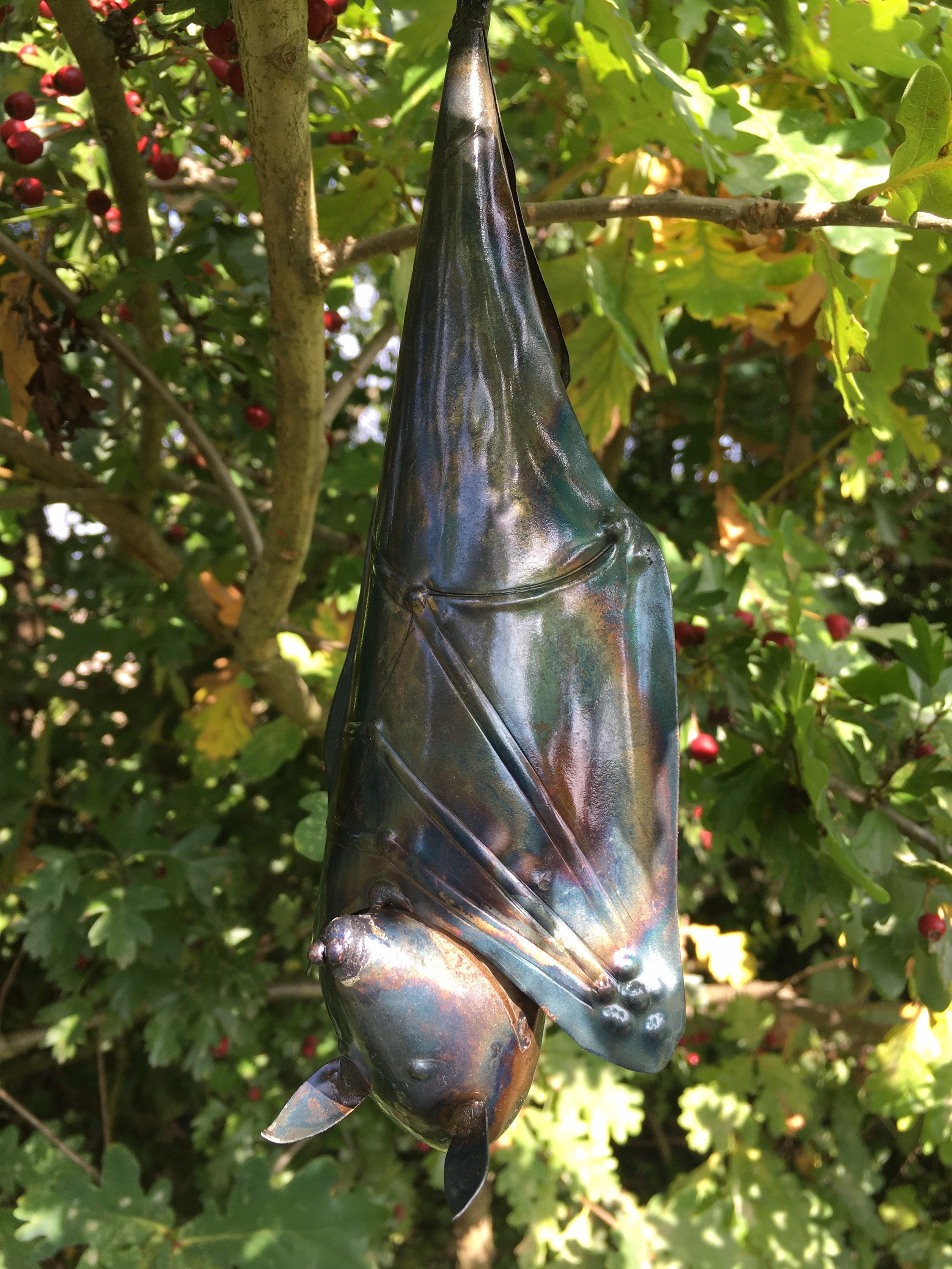 Hanging Roosting Bat Ornament Handmade Metal Craft Etsy UK