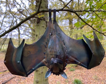 Open Wing Hand Crafted Metal Bat Ornament