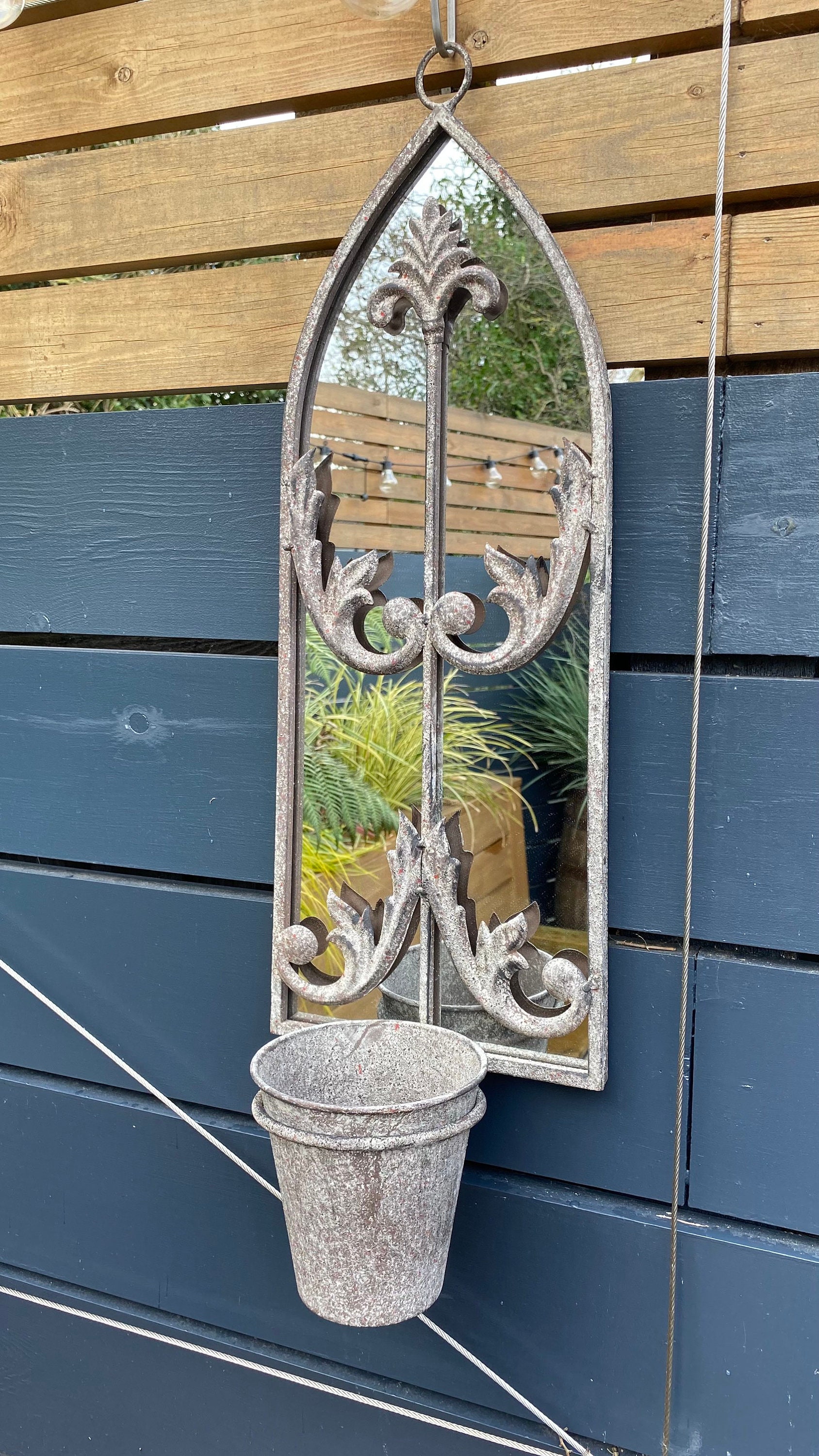 Gothic Rectangular Pot Gothic Style Metal Mirrored Wall Planter With Pot - Etsy UK