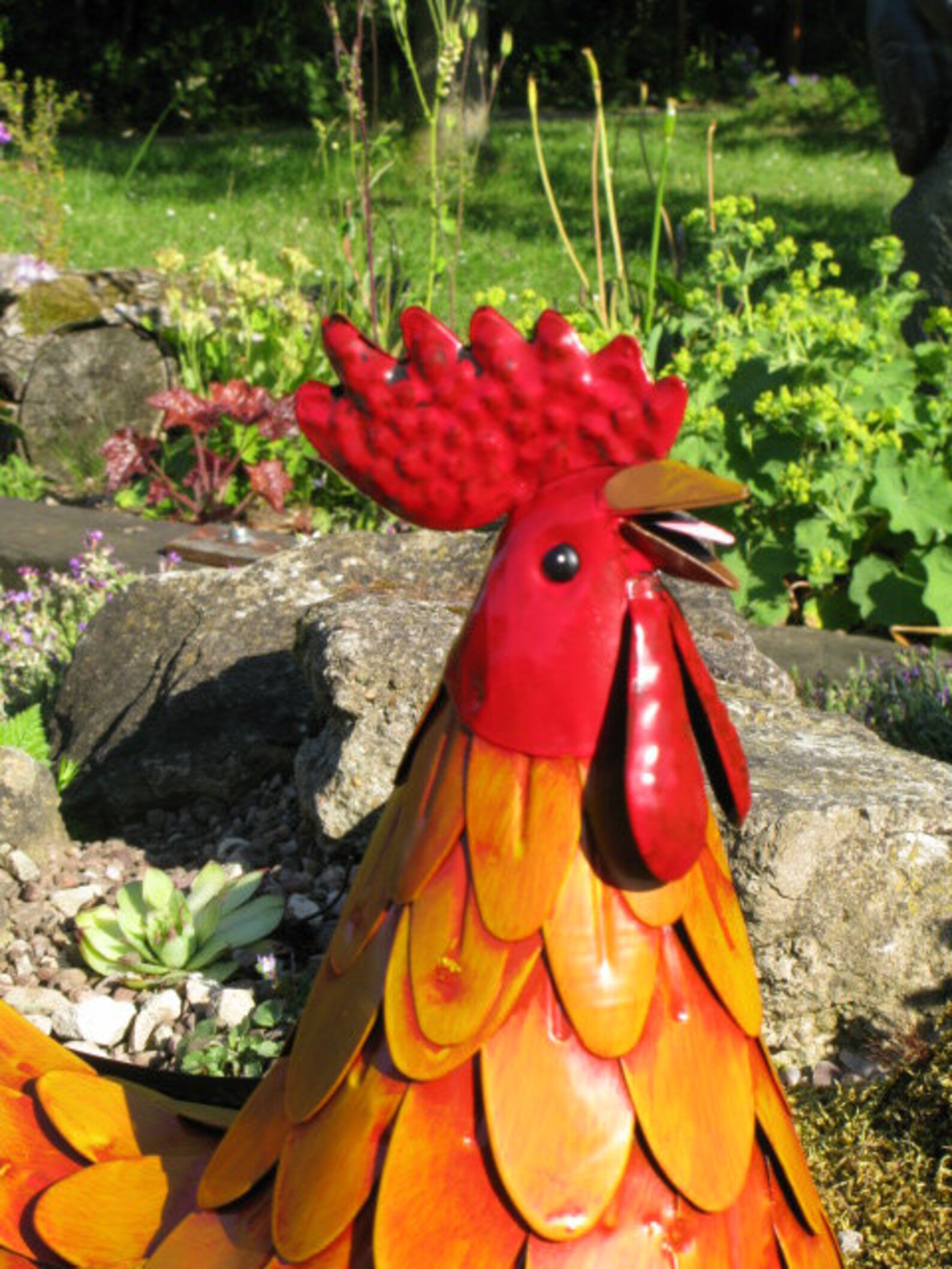 Vibrant Metal Rooster Garden Ornament - Etsy UK