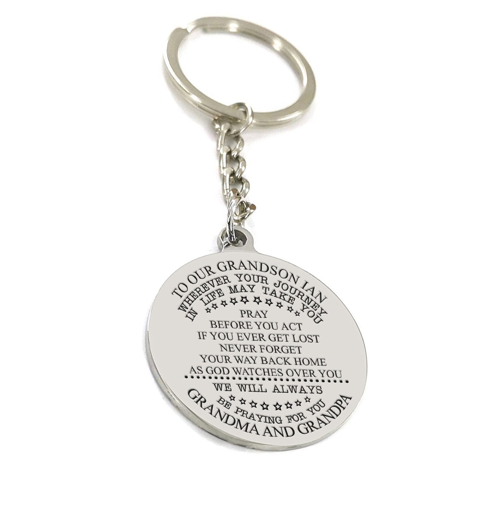Customized Grandson Engrave Keychain Gift From Grandma Grandpa Etsy