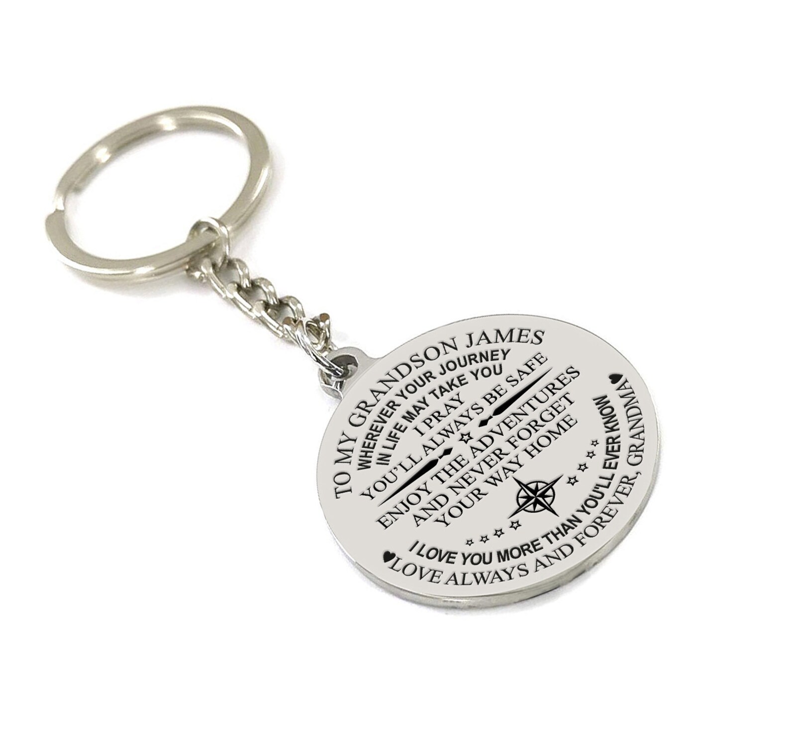 Personalized Grandson Keychain Engraved Gift For Grandson Etsy