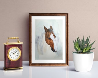 Horse Original art watercolor/ horse lover gift /horse portrait painting /animal wall art