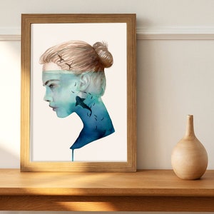 Tiefe Aquarell Illustration - A4, Fine Art Druck A4 oder A3