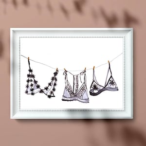 Watercolour Bralettes - Lingerie Art, A5 or A4