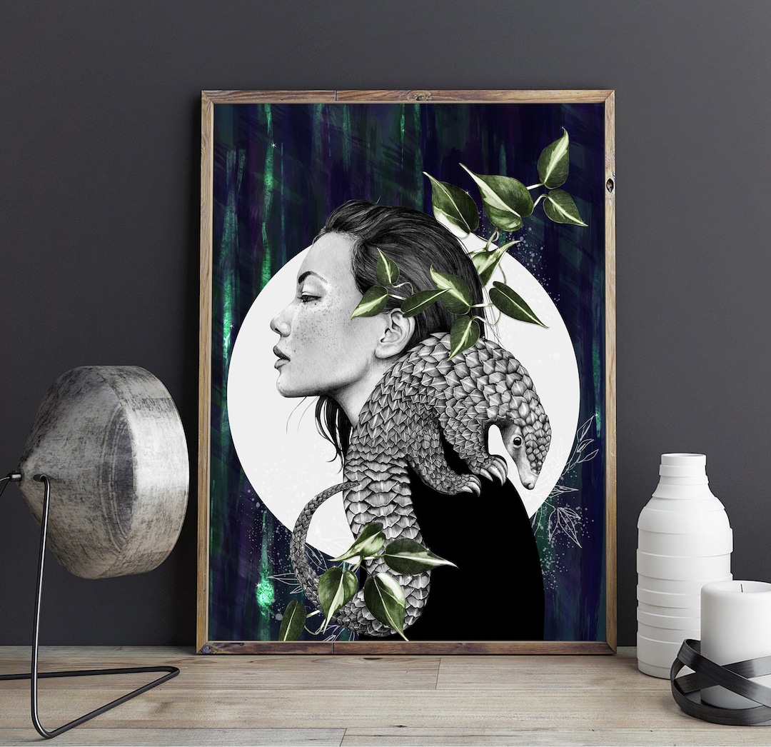 Pangolin Giclee Print, A4, A3 or A2. Jungle Inspired Wall Art, Pangolin ...