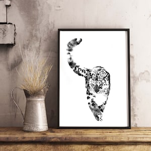 Snow Leopard Ink Illustration - A4, A4 or A3 Fine Art Print