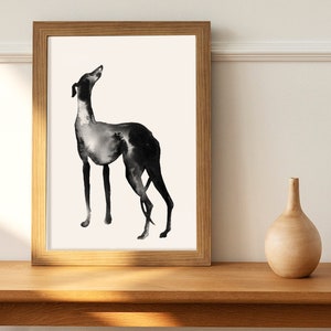 Greyhound in  Black Ink - Dog Print, Sighthound, Long dog, Pet Portrait, Whippet, Lurcher, A5, A4 Giclee Print