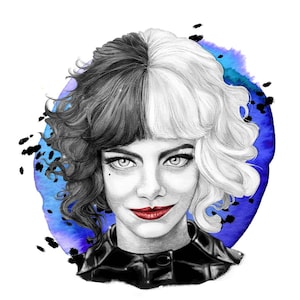 Cruella De Vil Print, A5, A4 or A3, Cruella Wall Art