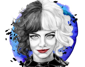 Cruella De Vil Print, A5, A4 or A3, Cruella Wall Art