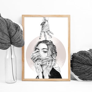The Beast Giclee Print, A4, A3 or A2 - Anxiety Illustration, Mental Health Wall Art