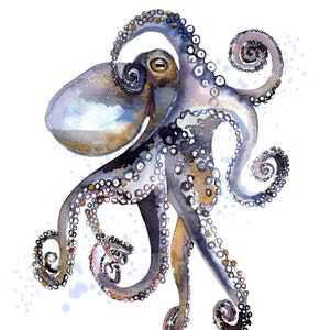 Colourful Octopus Print, Watercolour Art, A5, A4 or A3